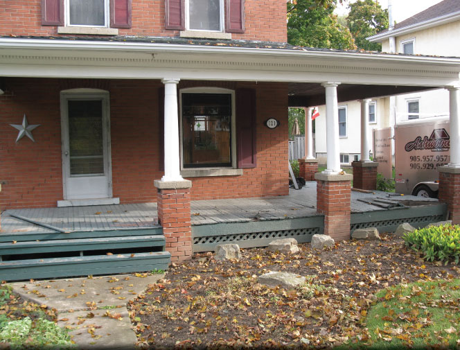 Wrap around porch in the initial stage of re-build.