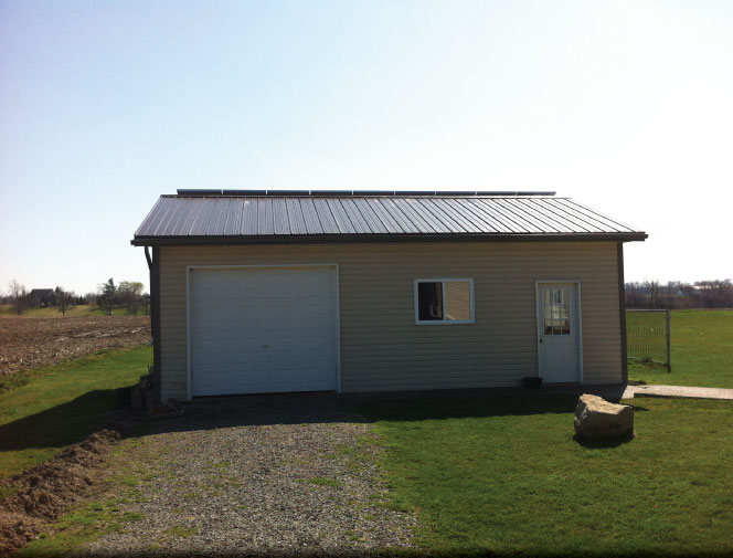 Shop complete with solar panels on back.