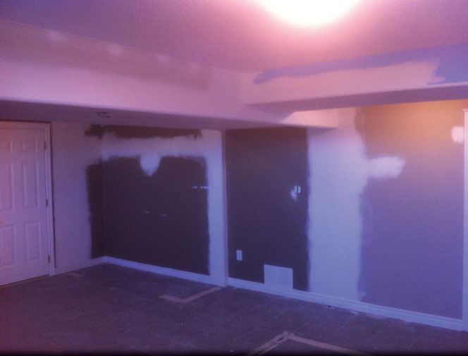 Re-drywalled. Ceiling was re-textured and ready for paint.